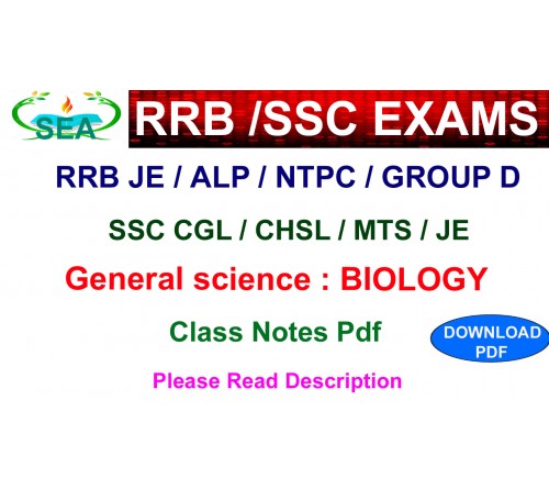 RRB/SSC BIOLOGY NOTES PDF FOR RRB JE /ALP/NTPC/GROUP D /ALL SSC EXAMS
